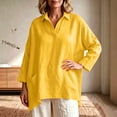thumbnail image 5 of Sillenn Women's Collared V Neck Polo Shirts Long Sleeve Loose Fit Polo Tshirts with Pockets Plus Size Lightweight Golf Tops Business Casual Travel Blouses Trendy Loose Casual Tunic Top Yellow M, 5 of 5