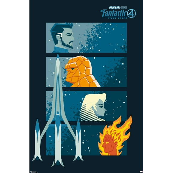 Marvel Fantastic Four: First Steps (2025) - Illustration Wall Poster, 22.375" x 34"