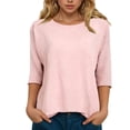 thumbnail image 2 of Dmsael Fall Dress Sweatshirts for Women Crewneck Cable Knit Sleeve Sweaters Lightweight Fashion 2025 Pink,M, 2 of 7