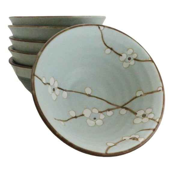 Made In Japan Ceramic Soushun Sakura Cherry Blossoms Rice Soup Bowls Set 12oz