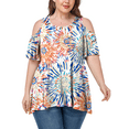 thumbnail image 5 of JuneFish Women's Plus Size Cold Shoulder Short Sleeve Tunic Top Loose Casual Blouse, 5 of 7