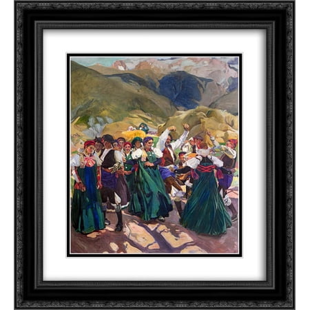 Joaquin Sorolla 2x Matted 20x22 Black Ornate Framed Art Print 'Aragon, Jota'