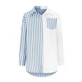 thumbnail image 4 of PENGXIANG Chemises Boutonnées pour Femmes à Rayures Manches Longues Retroussables Blouse Décontractée Habillée, 4 of 5
