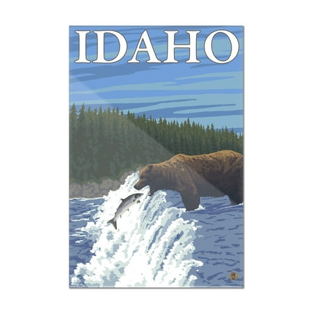 Bear Fishing in River - Idaho - LP Original Poster (8x12 Acrylic Wall Art Gallery
