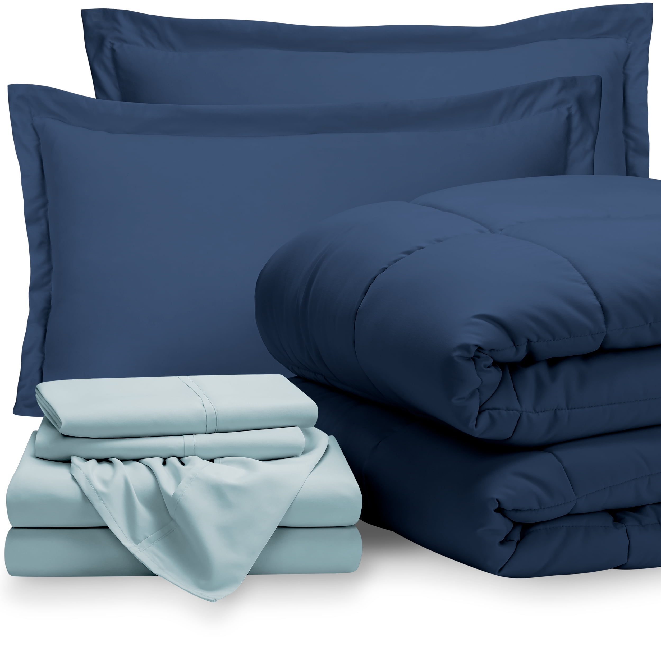 Bare Home 7Piece BedInABag Queen Set Dark Blue, Sheet