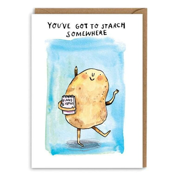 You’ve Got to Starch Somewhere Greeting Card – Humorous Potato Character Design – Blank Inside, Envelope Included – Perfect for Encouragement, Birthdays, or Just Because