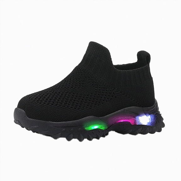 Linfrsh Toddler Boys Girls Light Up Shoes Lightweight Mesh Breathable Fashion Led Flashing Walking Running Sneakers for Toddler and Little Kid (Black,10)