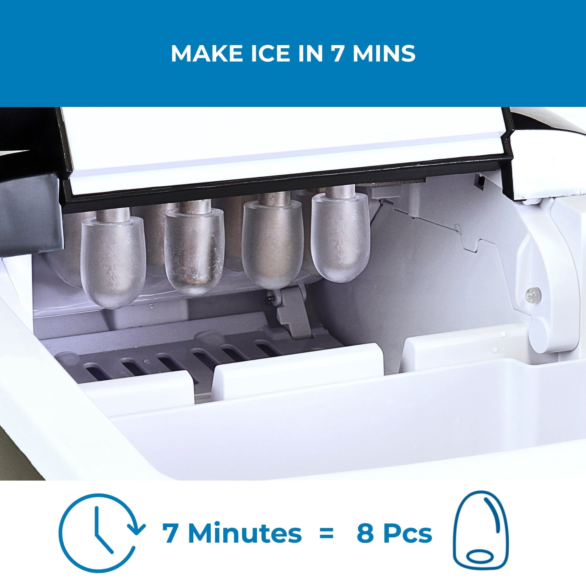 Kenmore Portable Countertop Bullet Ice Maker, 26 lb Ice per Day, Fast Ice in 6–7 Minutes, Two Sizes, Self-Cleaning Ice Machine with Scoop and Basket for Home, Office or RV, Black