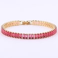 thumbnail image 2 of Cubic Zirconia Rectangle Sea Link Chain Polished Tennis Bracelet Gold Cerise T128, 2 of 2