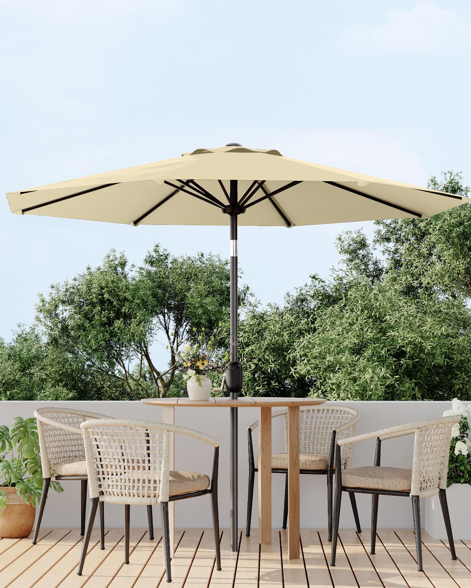 GOGRANT 98.4 in Beige Rectangle Market Patio Umbrella with Crank and Tilt