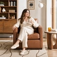 thumbnail image 3 of CHITA Swivel Accent Chairs for Living Room, Comfortable Arm Chairs for Bedroom,Genuine Leather in Brown, 3 of 12