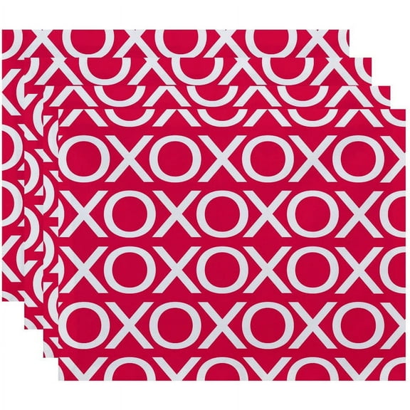 Simply Daisy 18" x 14" Valentine Print Placemats, Set of 4