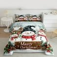 thumbnail image 2 of jejeloiu Cartoon Christmas Snowman Bedding Comforter Set,Red Xmas Berry Twin Comforter Sets,Happy New Year Bedding Set For Girl Boys Kids,Super Cozy Room Decor Reversible,2-Piece, 2 of 8
