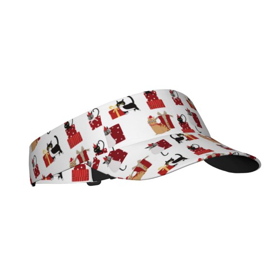 Balery Cute Cat And Christmas Gift Sport Wear Athletic Visor Sun Sports Visor Hat Visor Adjustable Cap for Women and Men (One Size)