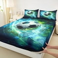 thumbnail image 3 of Manfei 3D Cartoon Football Bed Sheets for Teens, Neon Cyan Soccer King Sheets, Modern Sport Lover Sheet Set, Breathable Home Decor, 4 Pieces, 3 of 7