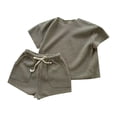 thumbnail image 1 of Gibobby Conjunto de dos piezas de pantalón para bebé Ropa de casa de manga corta de punto suelto para bebé, traje de Color sólido, conjunto deportivo(AG, 3-6 Meses), 1 of 4