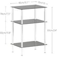 thumbnail image 3 of Tempered Glass Side Tables Set of 2 Acrylic End Table with 3 Storage Shelve Transparent Bedside Simplicity Clear 3-Tier Nightstands for Small Spaces Office Bedroom Living Room Study Black, 3 of 15