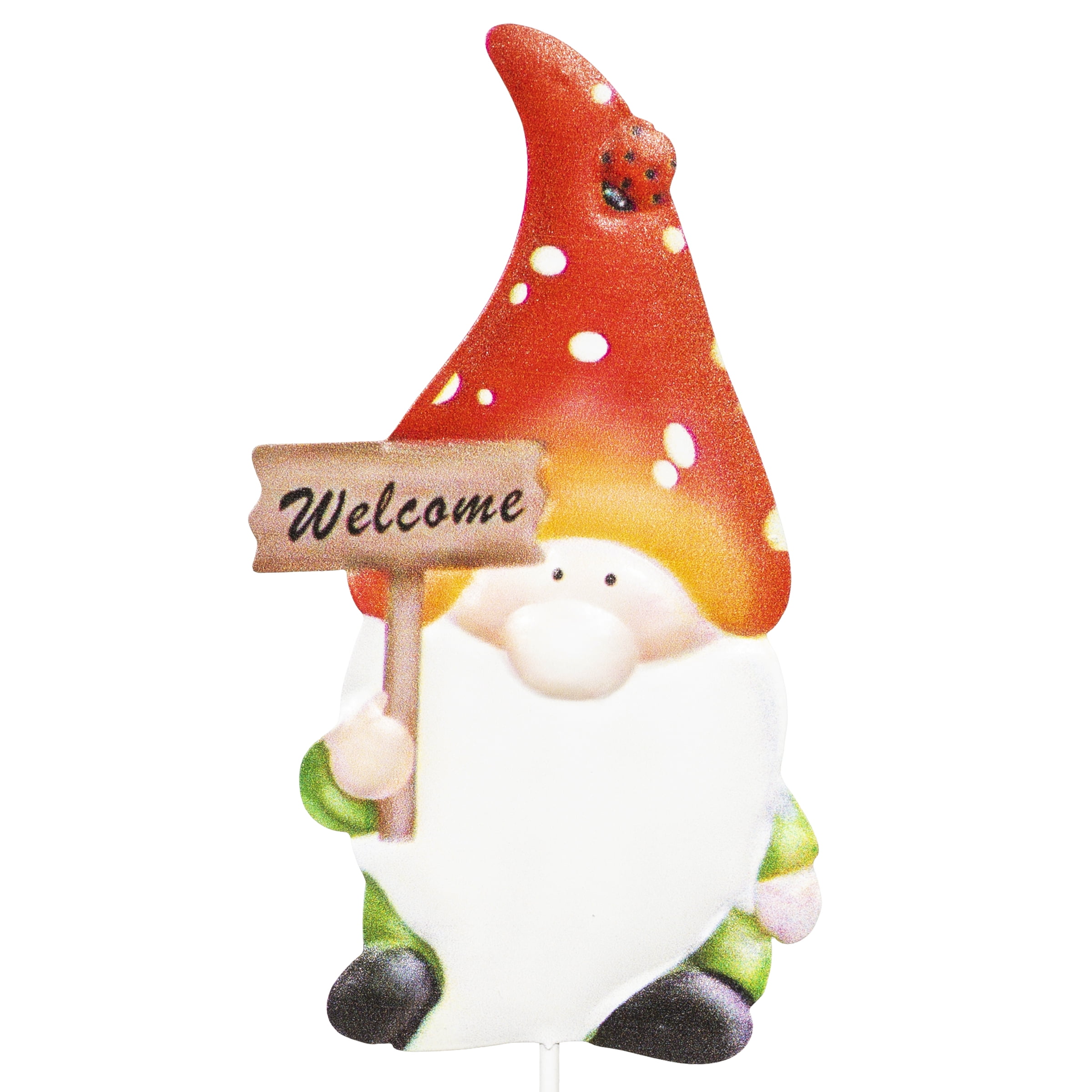 (6 pack) Mainstay 3.75" x 12" Metal Welcome Gnome Plant Stake