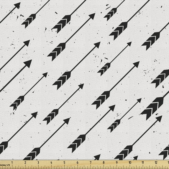 Tribal Fabric by the Yard, Modernized Prehistoric Art Geometrical Diagonal Shapes Illustration, Decorative Upholstery Fabric for Sofas and Home Accents, Coconut and Charcoal Grey by Ambesonne