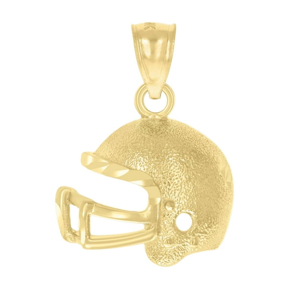 10kt Real Yellow Gold Mens Nugget Football Helmet Sports Charm Pendant