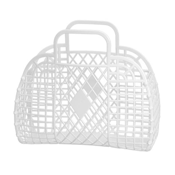 Cesta de Almacenamiento hueca de plástico Plegable Portátil, Bolsa reutilizable para Juguetes de Compras de Playa en Casa