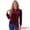Burgundy, variant on DARING DIVA Women's Stand Collar Elegant Velvet Long Sleeve Tops S Dark Green