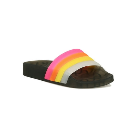 Women Colored Translucent PVC Slide Sandals 18706 (Best Semi Casual Shoes)