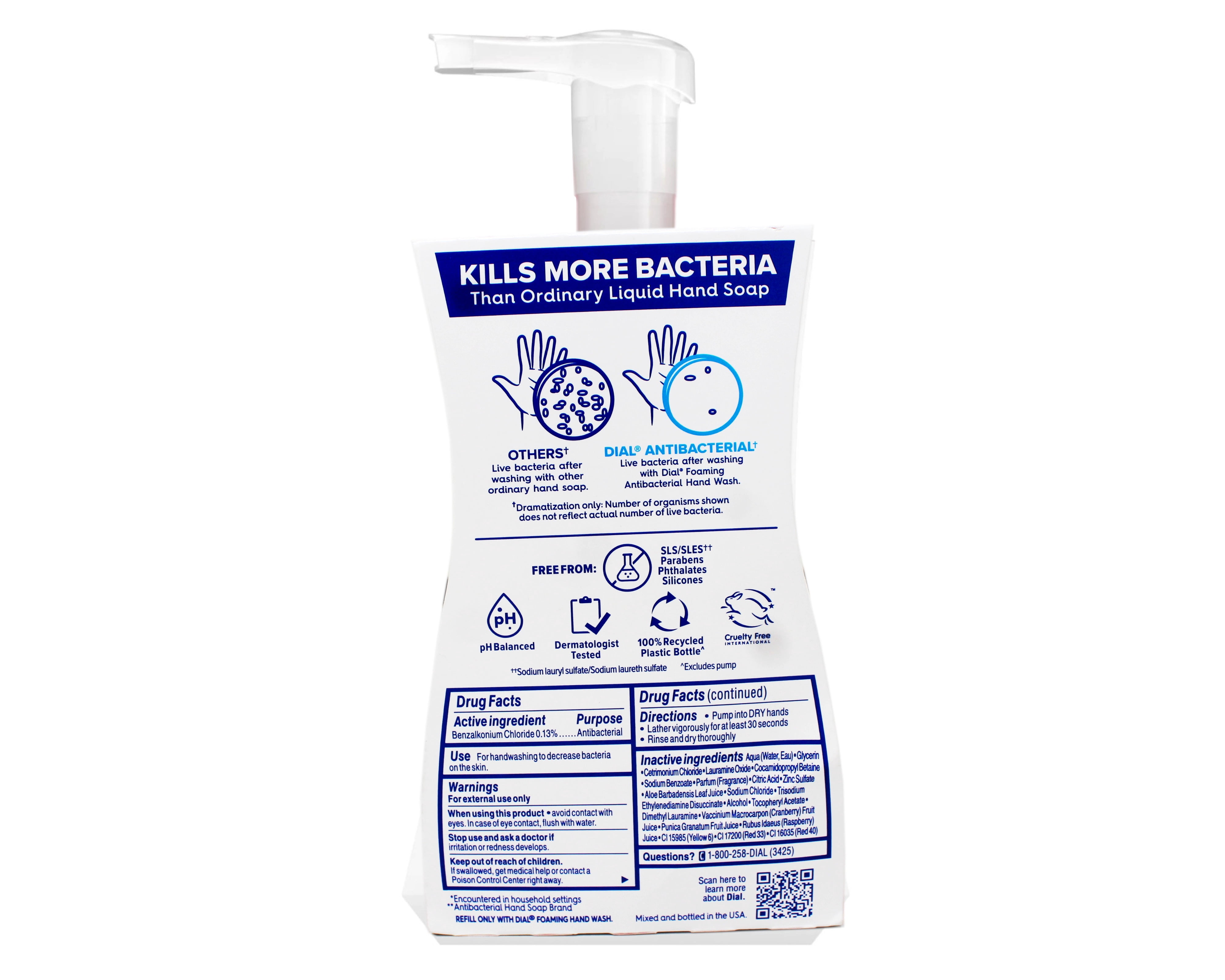 New Dial Antibacterial Foaming Hand Wash, Power Berries, 7.5 oz Pump Bottle, 8/Carton