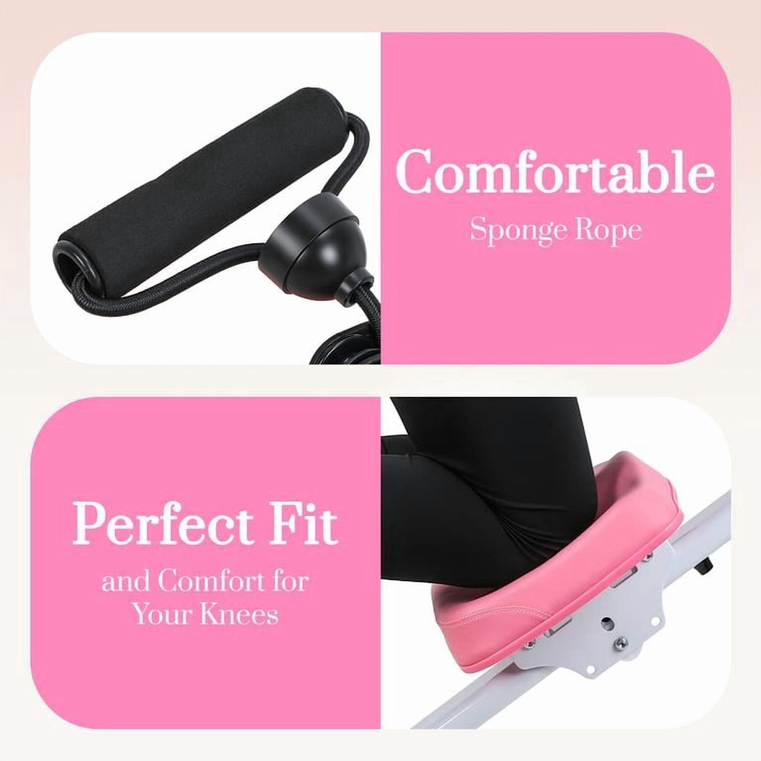 Korogimeeet 4-in-1 Rowing Machine, Ab Glider Roman Chair Leg Press, 120kg Bearing Capacity, Comfortable 3D Seat, Smooth Quiet Slide Rail, 53 x 14 x 13 Inch