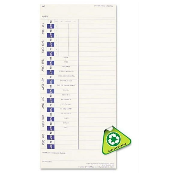 PYRAMID TECH  Pyramid Br 3500-3700 - 100-Pk Weekly Cards