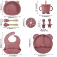 thumbnail image 3 of Juego de cuencos de alimentación de bebé de silicona de grado alimenticio con diseño de oreja, plato y cuenco de comida suplementaria para niños de dibujos animados bonitos, 3 of 5