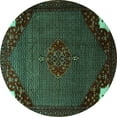 thumbnail image 1 of Ahgly Company Indoor Round Persian Turquoise Blue Traditional Area Rugs, 5' Round, 1 of 4