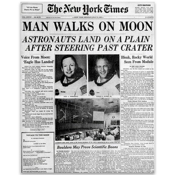 Man Walks on Moon - Apollo 11 Moon Landing Newspaper Front Page 11x14 Unframed Print, Vintage Space Exploration Poster, NASA History Wall Decor, Retro Space Decor, Moon Landing Collectible