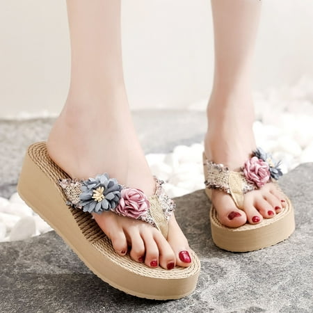 

MRULIC flip flops for women Wedges Home Women Flip-Flops Beach Breathable Shoes Sandals Slipper Fashion Women s slipper womens flip flops Purple + US:7.5