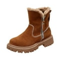thumbnail image 2 of Willtoo Women's Fur-Lined Winter Ankle Boots, Suede Side Zip Boot, Lug Sole Chunky Heel Fleece Warm Booties Khaki, 2 of 3