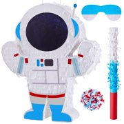 Meooeck Astronaut Piñata 14.5 x 12.2 x 2.95 Inch Outer Space Party Decorations Space Themed Party Supplies with Plastic Stick Paper Blindfold Confetti for Birthday Kids Boys Girls Decoration Y101