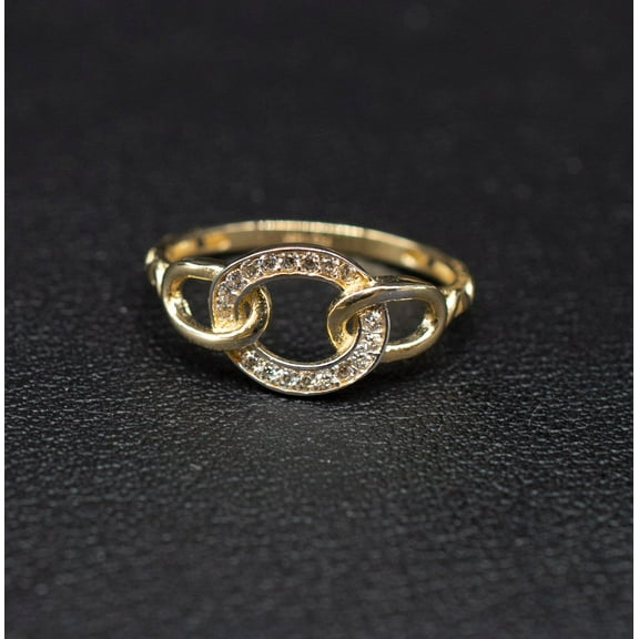 14k Real Solid Yellow Gold Triple Circle Ring, 14k Solid Gold Women Dainty Ring, Circle Gemstone Gold Ring for Women, Gift, Gold Ring (Ring size:6 1/2;)