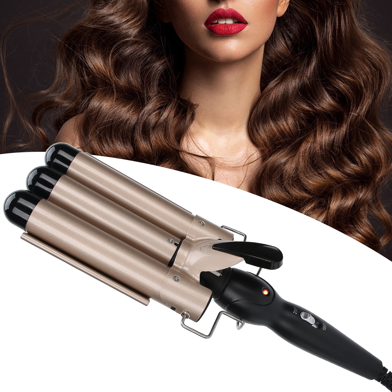 Spptty Electric Hair Curler 3 Barrel Curling Iron Wand Adjustable Hair Curler Waver Crimper Hair Styling Tool 110v 240v hair Curling Iron Wand 28mm