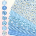 thumbnail image 4 of Paquetes de tela de algodón Uxcell, 7 piezas de 20 x 20 pulgadas, cuadrados de tela precortados de algodón 100% impresos con flores para costura, patchwork, quilting y manualidades DIY, azul, 4 of 7