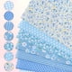 thumbnail image 4 of Paquetes de tela de algodón Uxcell, 7 piezas de 20 x 20 pulgadas, cuadrados de tela precortados de algodón 100% impresos con flores para costura, patchwork, quilting y manualidades DIY, azul, 4 of 7
