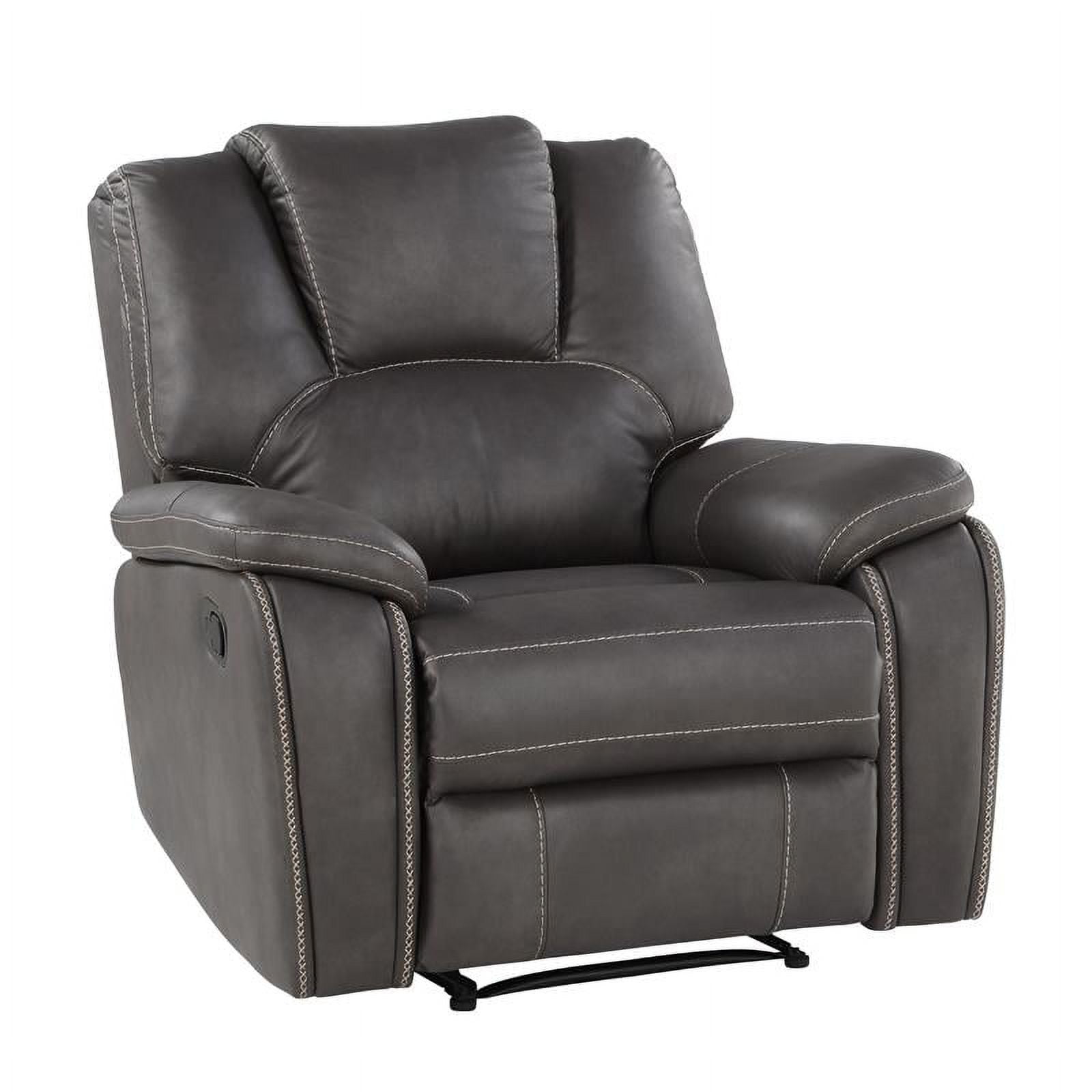 Steve Silver Katrine Charcoal Gray Faux Leather Manual Recliner with Sinuous Spring Construction