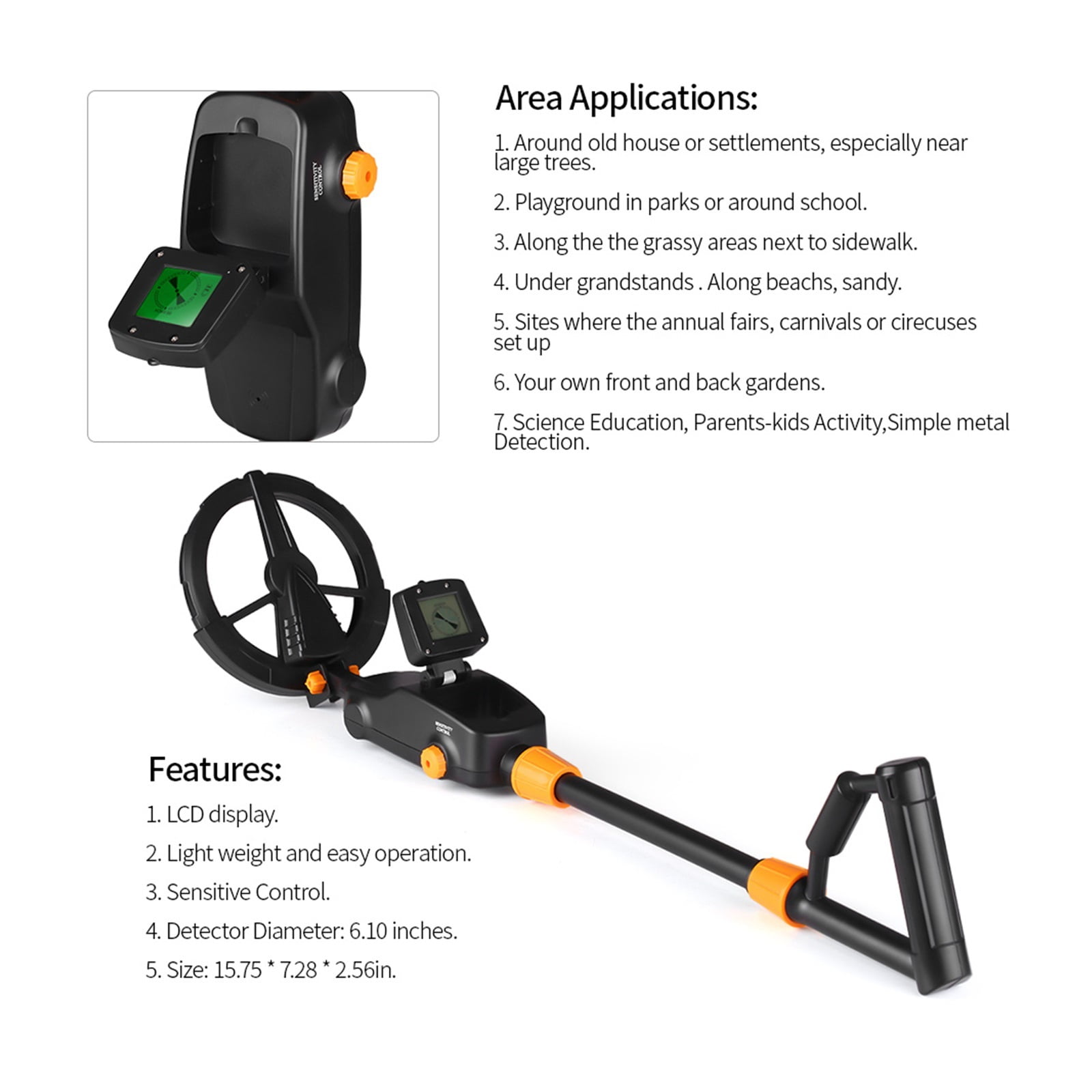 MD1008A Metal Detector Pinpointer Handheld Gold Treasure Underground Metal Detector Tracker Seeker Finder For Adults Kids ,Security