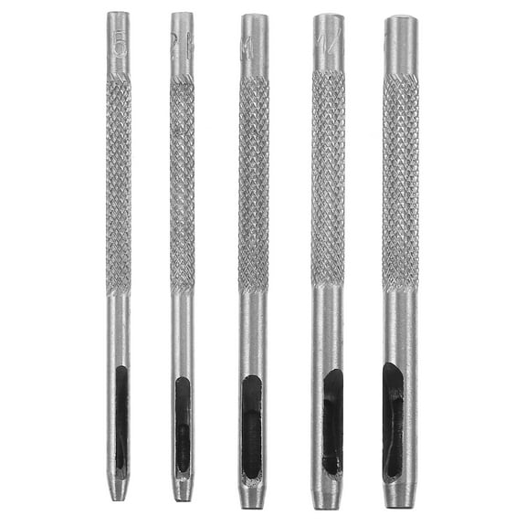 BESTONZON Single Hole Punch Set 5 Pcs Silver Steel for Artisans