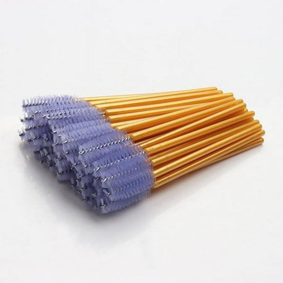 Xiao Hua 200 Pcs Disposable Eyelash Mascara Brushes for Eye Lashes Extension Eyebrow and Makeup (Yellow rod Light purple head)