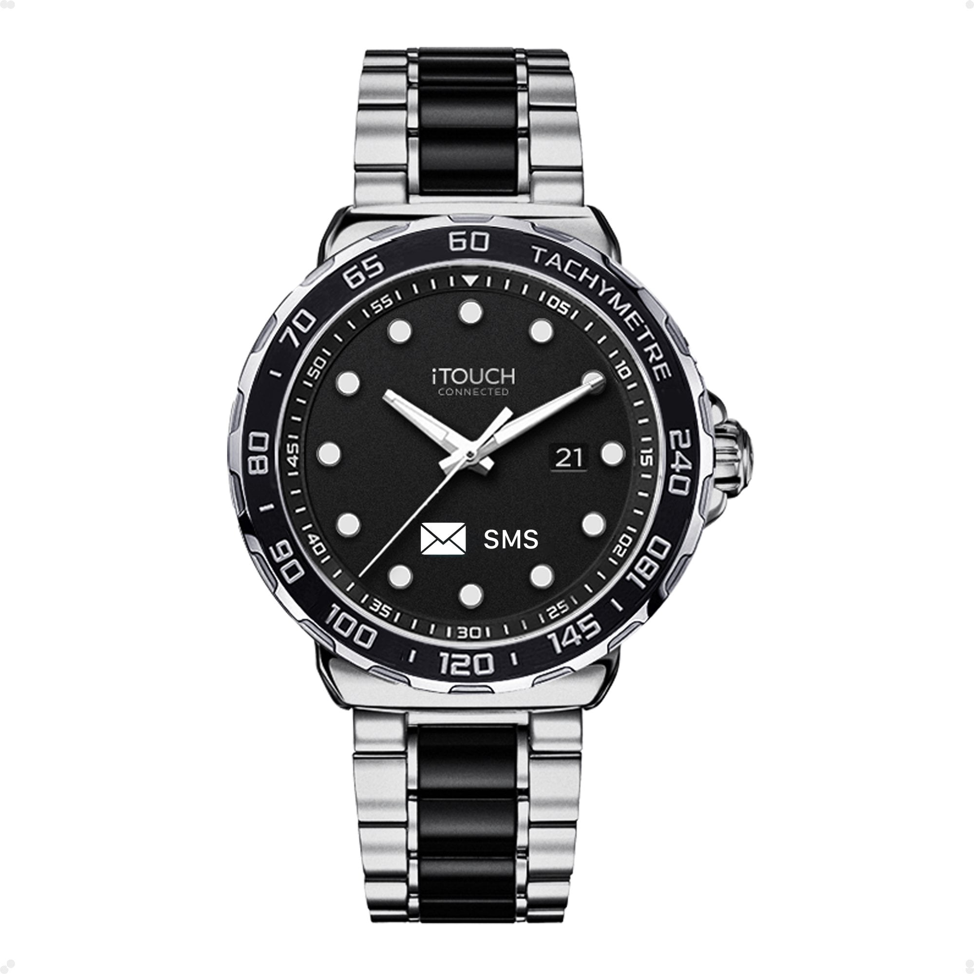 iTouch Connected Hybrid Smart Watch and Fitness Tracker, For Women and Men, Black Band - Walmart.com