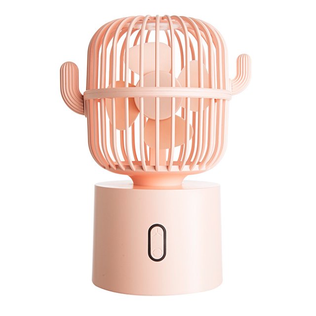 Ventilador portátil con diseño de cactus GJA-01 en tono rosa, 3 velocidades ajustables y ángulo de 80° para un enfriamiento óptimo. Ideal para bebés, ancianos y mujeres embarazadas. Funciona con USB,