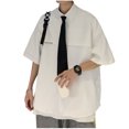 thumbnail image 1 of Camisa de manga corta para hombre, blusa informal de verano con botones y cuello vuelto, para uso diario, 1 of 8