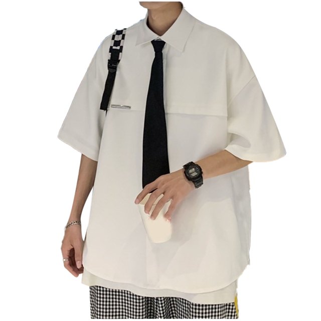 Camisa de manga corta para hombre, blusa informal de verano con botones y cuello vuelto, para uso diario
