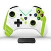 Wireless Gaming Controller for Xbox Series S/Series X/One S/One X/360/One/PS3/PC/PC 360/Windows 7/8/10/11, Built-in Dual Vibration with 2.4GHz Connection, USB Charging, LED Backlight (White-green)