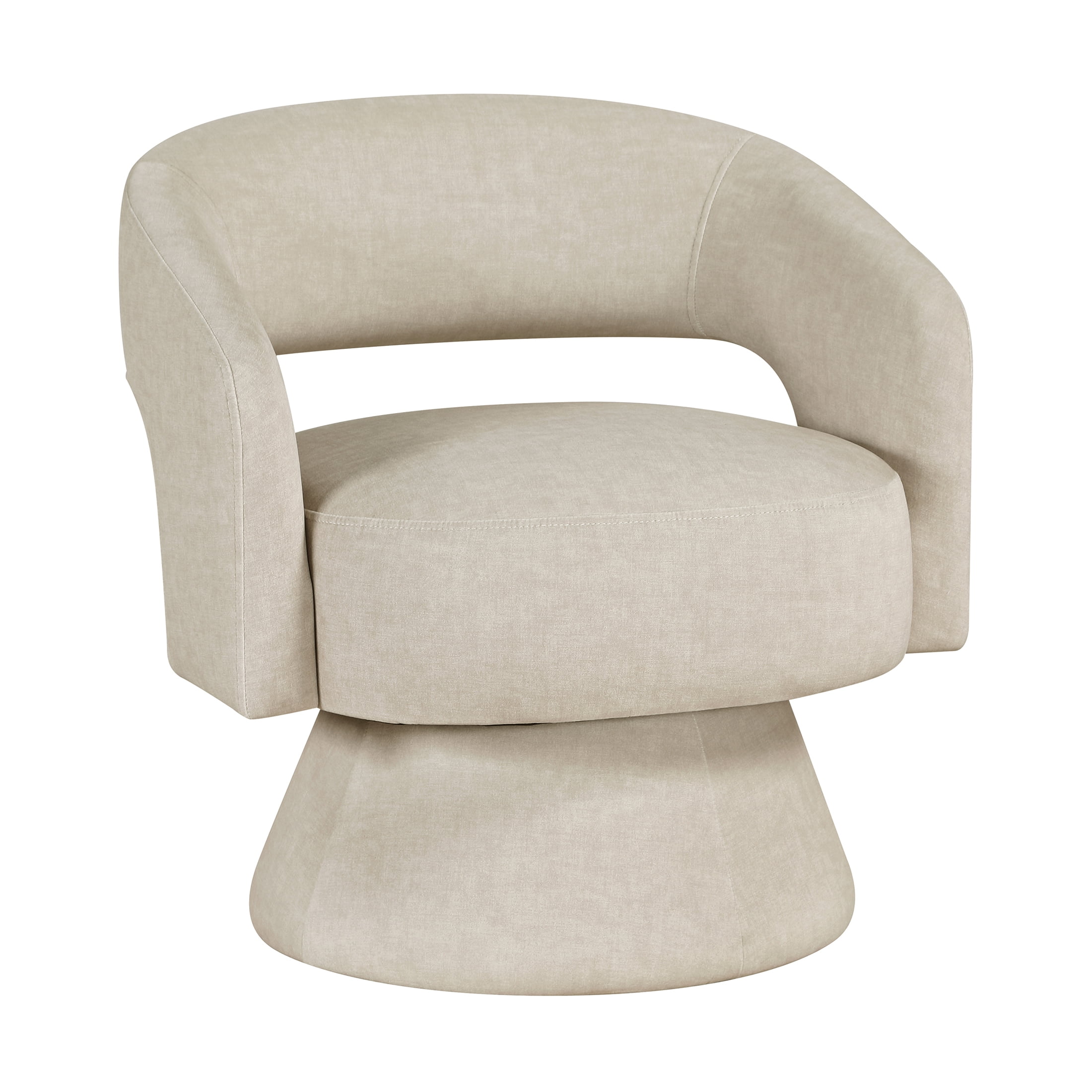 OakvillePark Alderwyn Velvet Swivel Chair with Round Base, Taupe